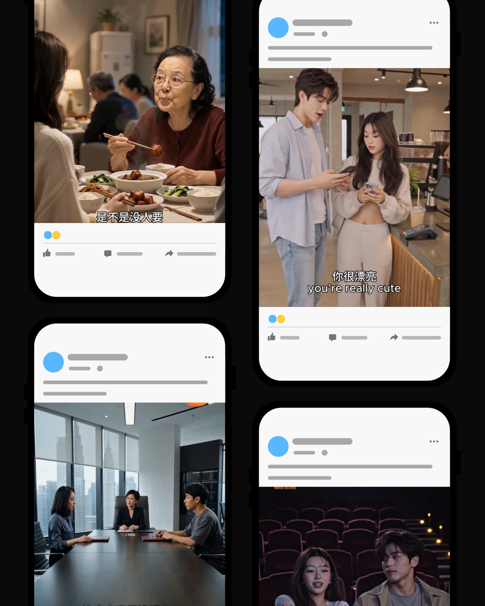 AI short films presented in a cinematic social media layout