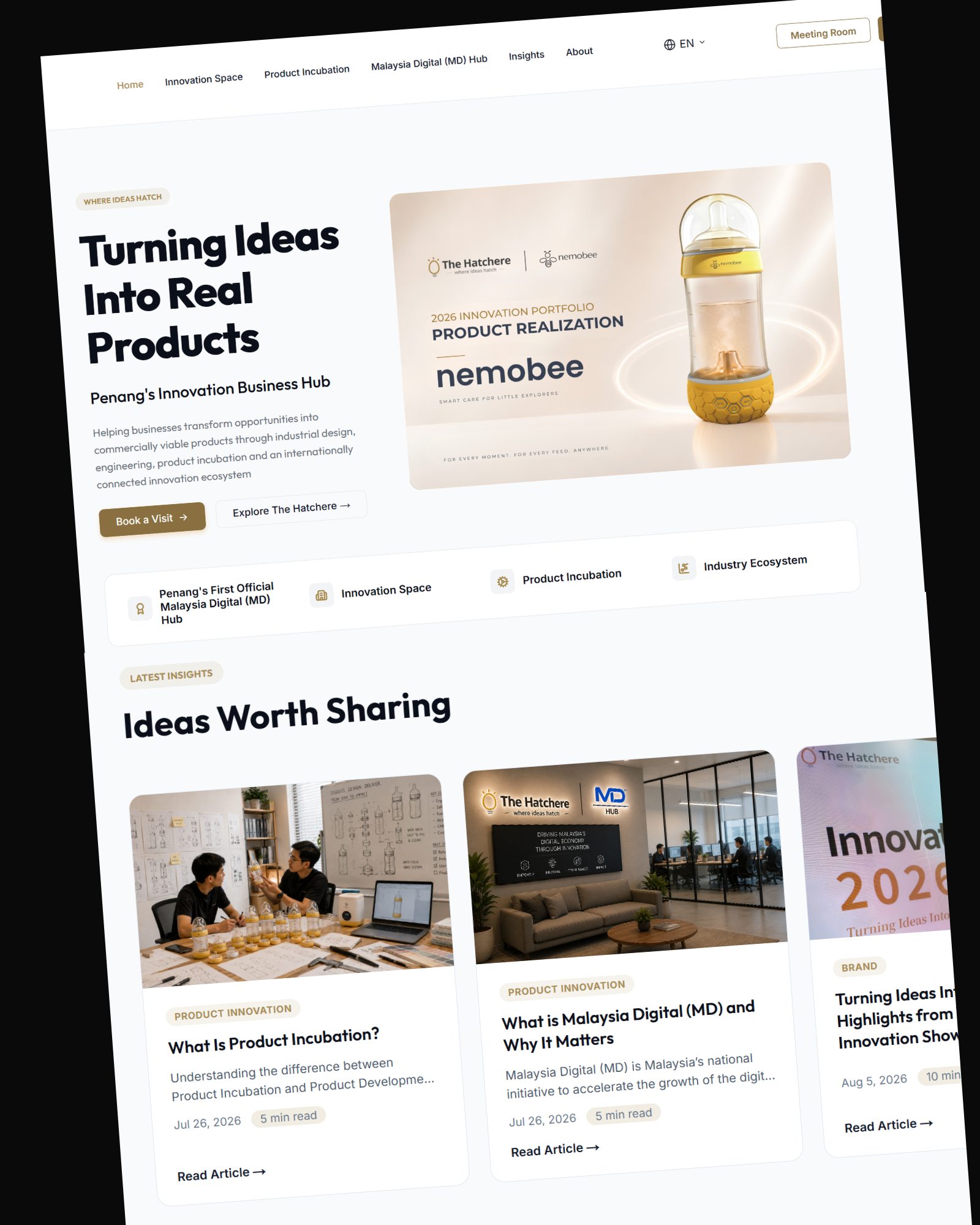 The Hatchere digital website experience